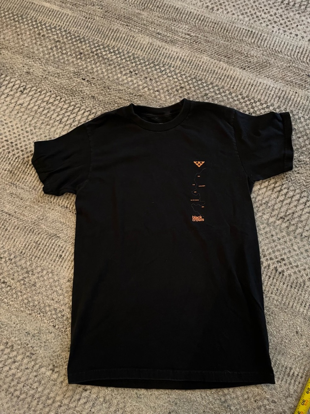 Black crows skis Short-Sleeve Graphic Crewneck T-Shirt with Subtle Orange Accent